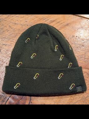 Prana Wild Now Beanie - Green With Embroidered Caribeners